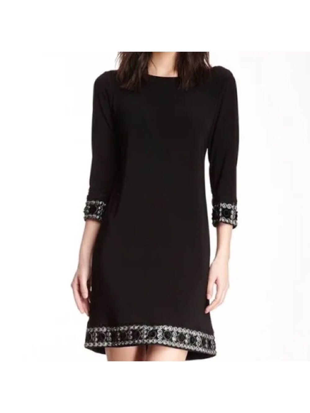 Tiana B. Black 3/4 Length Sleeve Jersey  Knee Length Dress 6